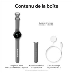 Montre connectée GOOGLE Pixel Watch - 41 mm - Argent poli Actif - Bracelet Chalk