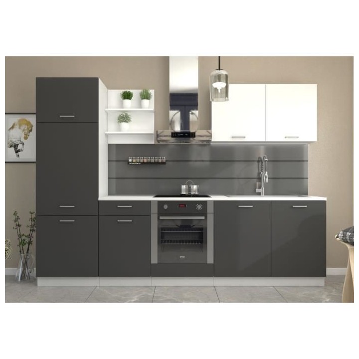 Cuisine complete PREGO - L 270 cm - Plan de travail 210 cm inclus - Gr