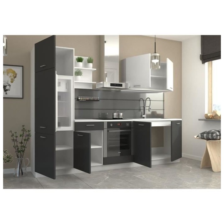 Cuisine complete PREGO - L 270 cm - Plan de travail 210 cm inclus - Gr