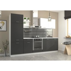 Cuisine complete PREGO - L 270 cm - Plan de travail 210 cm inclus - Gris Graphit