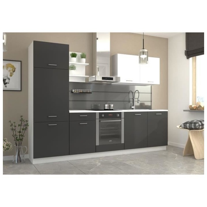 Cuisine complete PREGO - L 270 cm - Plan de travail 210 cm inclus - Gr