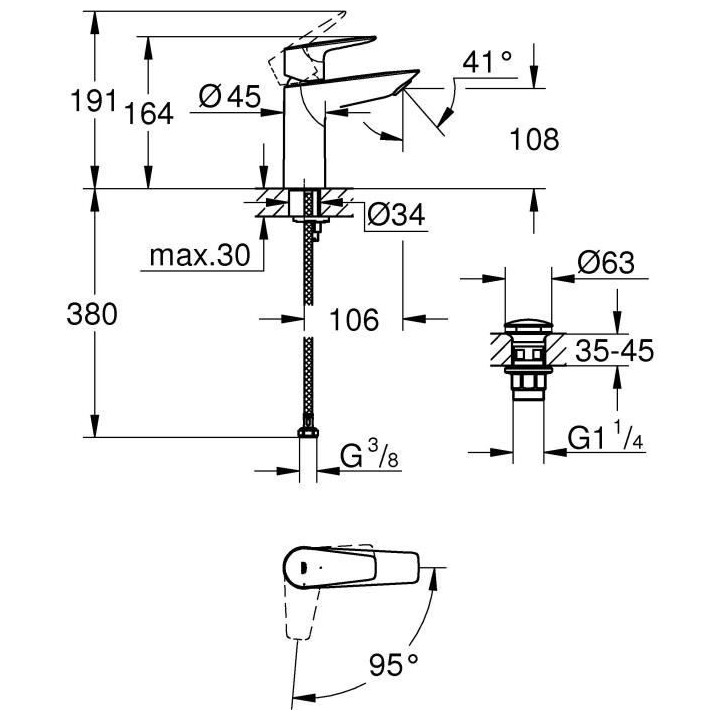 GROHE - Mitigeur monocommande Lavabo - Taille M