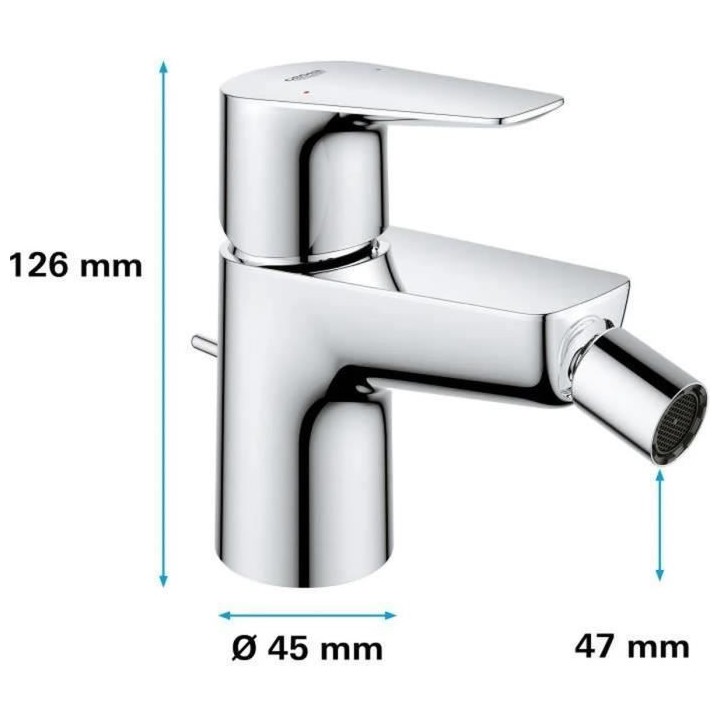 GROHE Mitigeur monocommande Bidet Start Edge, robinet avec tirette de