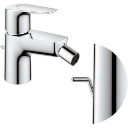 GROHE Mitigeur monocommande Bidet Start Edge, robinet avec tirette de vidage, mousseur économique d'eau, chromé, 23345001