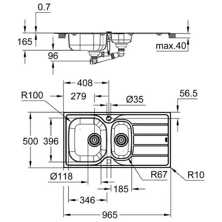 Evier en acier inoxydable - inox - GROHE
