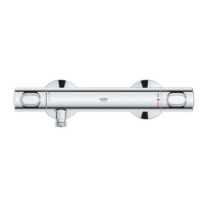 GROHE Mitigeur thermostatique douche Precision Flow, montage mural, protection anti-brûlure, raccord fileté 1/2, chromé,34840