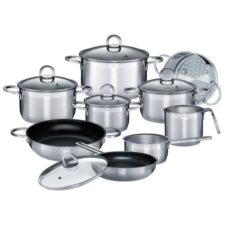 GSW Alara - Batterie de cuisine 14 pieces en acier inoxydable - Tous f