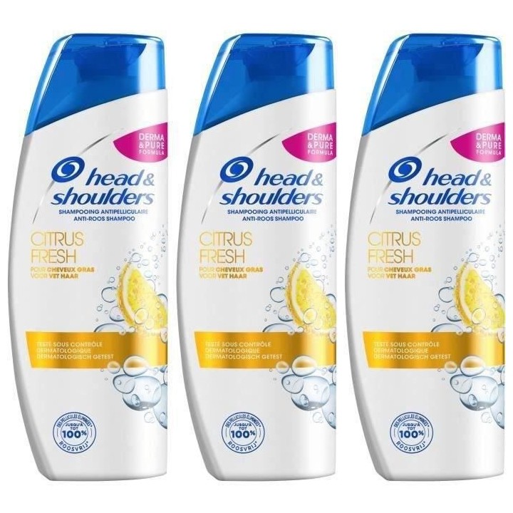 LOT DE 3 - HEAD & SHOULDERS Shampooing Citrus Fresh 500 ml