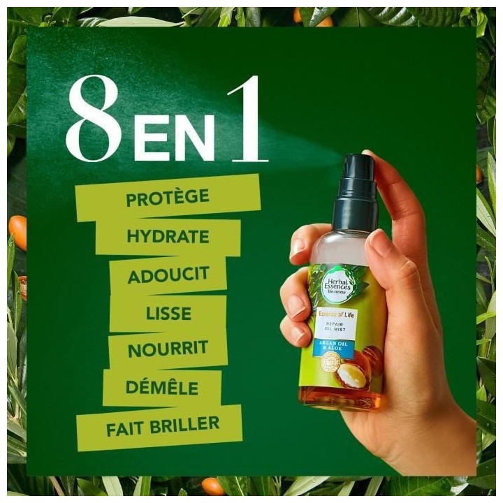 HERBAL ESSENCES Réparation Huile En Spray, Huile d'Argan et Aloe Vera