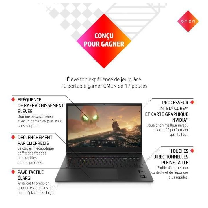 PC Portable OMEN by HP 17-ck1099nf - 17 QHD 165 Hz - Intel Core i7-127