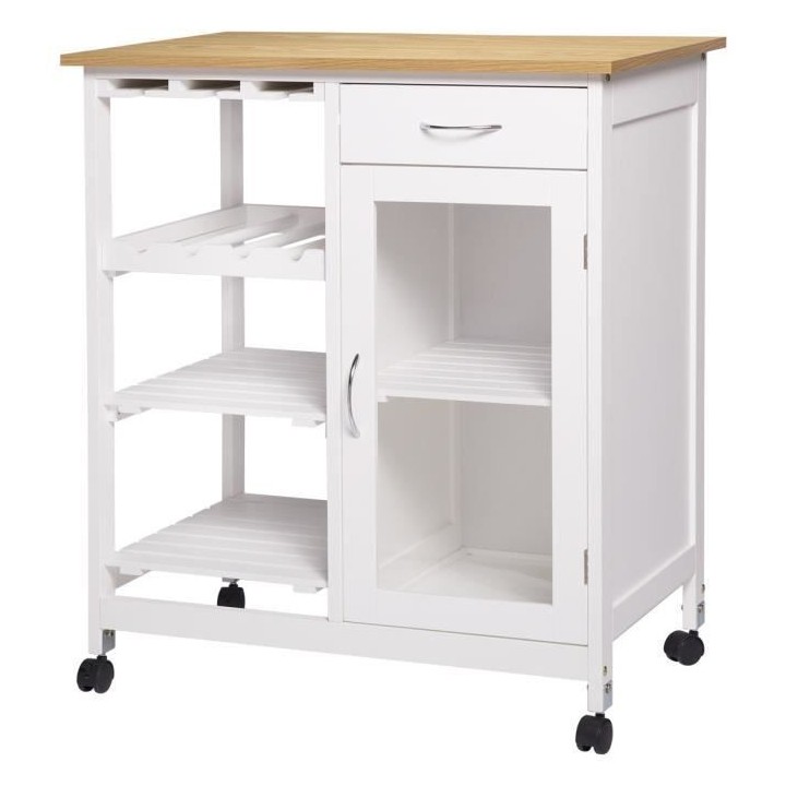 ICY Desserte de cuisine 1 tiroir - Blanc - L 75 x P 48 x H 87 cm