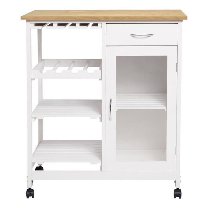 ICY Desserte de cuisine 1 tiroir - Blanc - L 75 x P 48 x H 87 cm