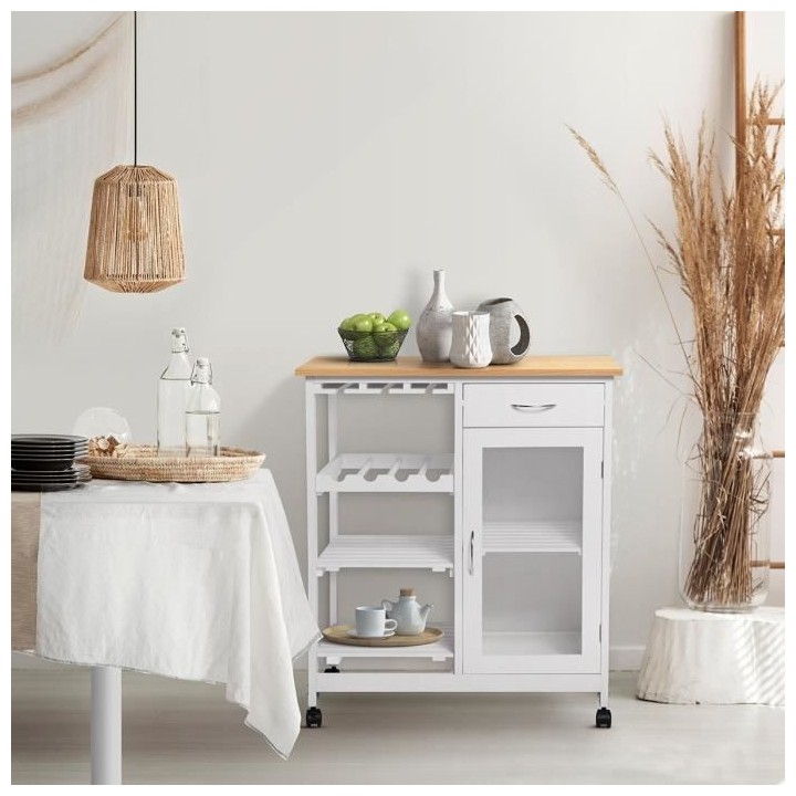 ICY Desserte de cuisine 1 tiroir - Blanc - L 75 x P 48 x H 87 cm