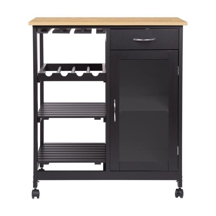 Desserte 1 porte 1 tiroir - Laqué noir - L 75 x P 47 x H 87 cm - ICY