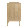 Buffet - Décor chene et vert - Pieds en bois massif - 3 portes + 3 tiroirs - GARDENIA - L 220 x P 50 x H 80 cm