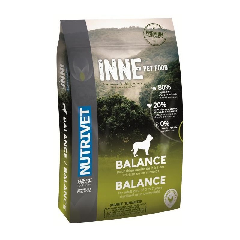 NUTRIVET Croquettes au poulet Inne Balance - Pour chien adulte stérilisé ou en surpoids - 3 kg