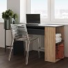 Bureau droit YALE - Noir et chene naturel - 2 niches + 1 étagere - L 113,9 x P 50 x H 75,5 cm - TEMAHOME