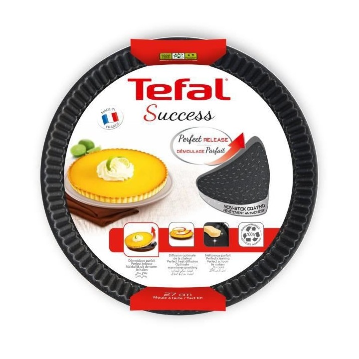 TEFAL J1608202 SUCCESS Moule a tarte 24cm, Revetement antiadhésif sai