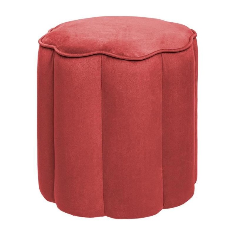 Pouf velours fleur Edi Pin, contreplaqué et mousse PU - Rose blush