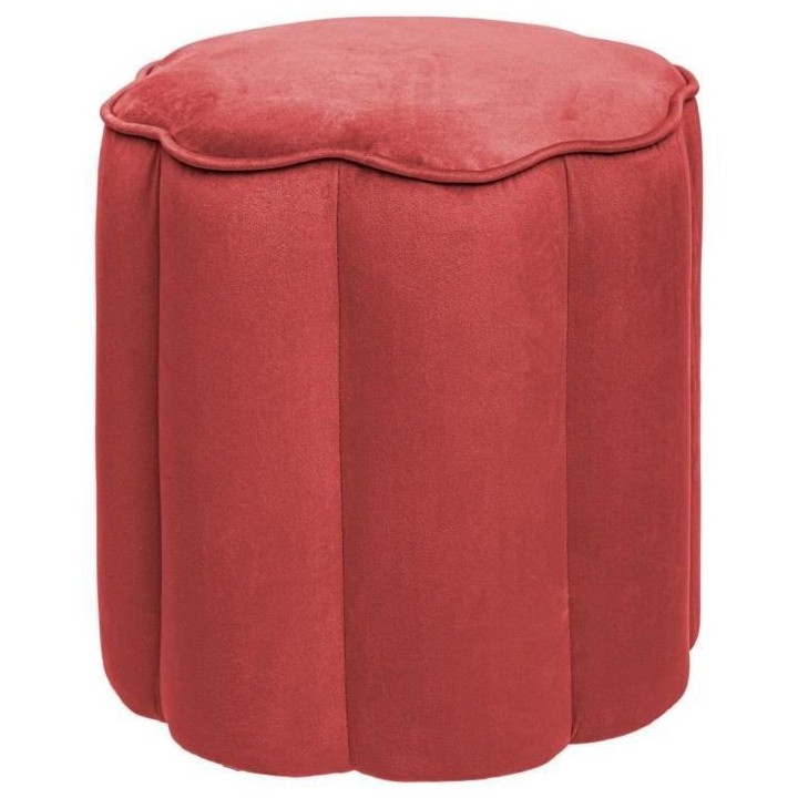 Pouf velours fleur Edi Pin, contreplaqué et mousse PU - Rose blush
