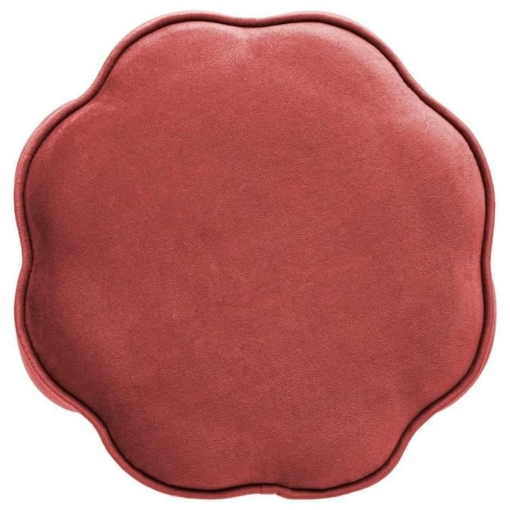 Pouf velours fleur Edi Pin, contreplaqué et mousse PU - Rose blush