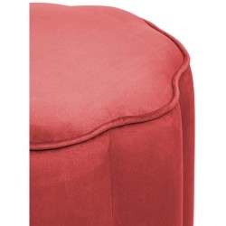 Pouf velours fleur Edi Pin, contreplaqué et mousse PU - Rose blush