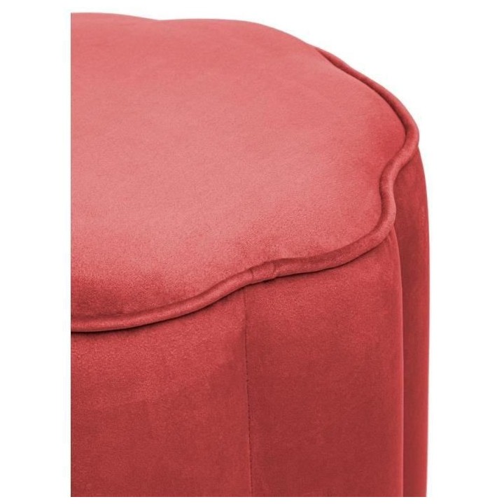 Pouf velours fleur Edi Pin, contreplaqué et mousse PU - Rose blush