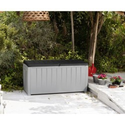 KETER - Coffre de rangement extérieur en résine 340 litres Gris - Malle de jardin