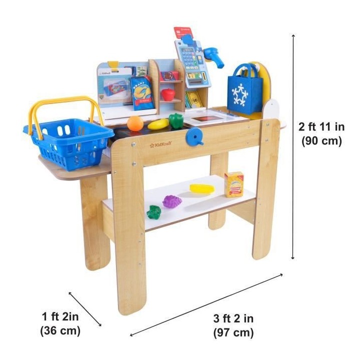 Caisse de supermarché en bois KIDKRAFT avec caisse enregistreuse et 3