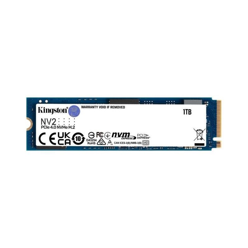 KINGSTON TECHNOLOGY Disque dur - SSD NV2 - 1To interne - M.2 2280 PCIe 4.0 NVMe - Bleu