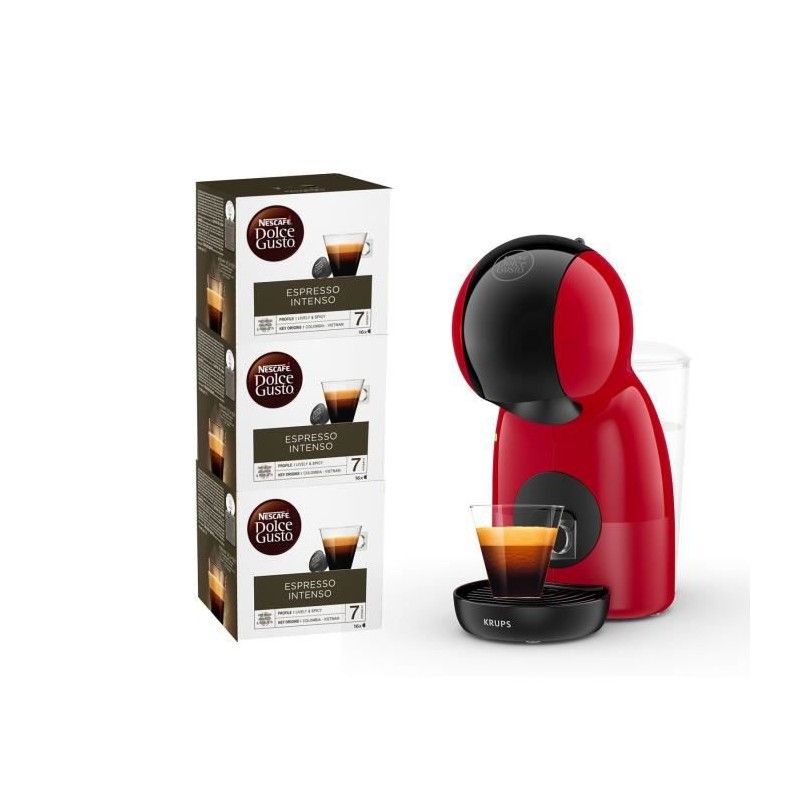 KRUPS Nescafé Dolce Gusto Machine a café YY4580FD + 3 boites de café espresso, 15 bars, Cafetiere capsules, Compact, Piccolo,