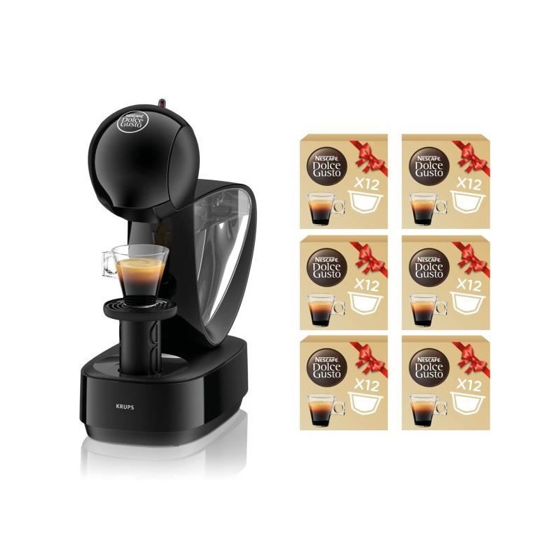 KRUPS Nescafé Dolce Gusto Infinissima YY5056FD Noir + 6 boites de café bio, Offre antigaspillage