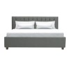 EMILY Lit adulte 180x200cm + Coffre de rangement - Tissu imitation lin gris foncé - Sommier inclus