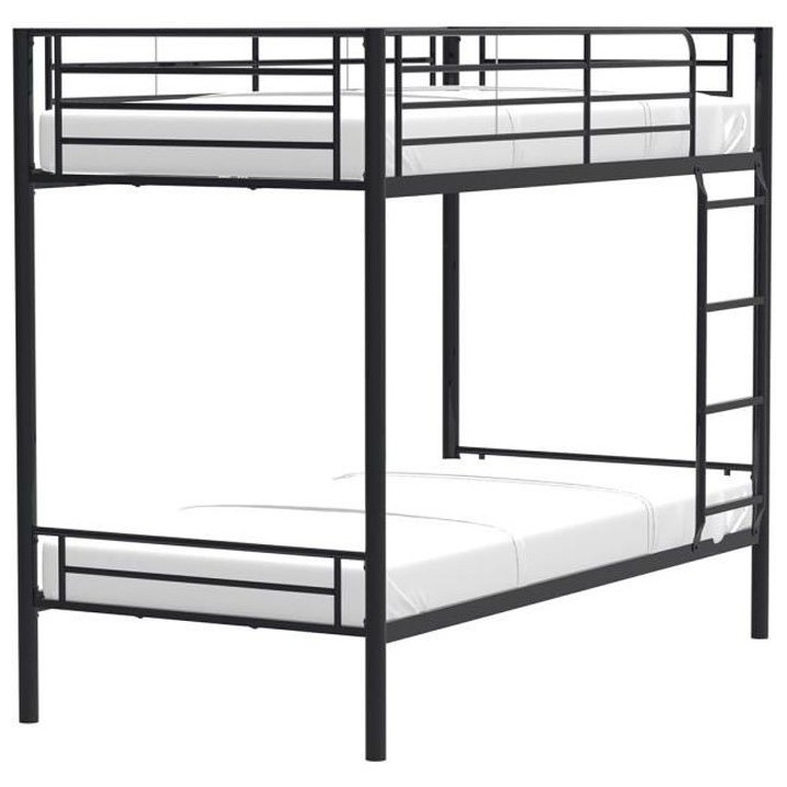 Lits superposés séparables 2 x 90 x 190 cm en métal - Noir - Sommie