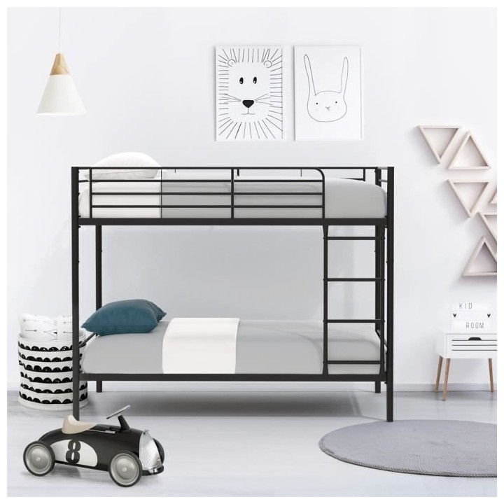Lits superposés séparables 2 x 90 x 190 cm en métal - Noir - Sommie