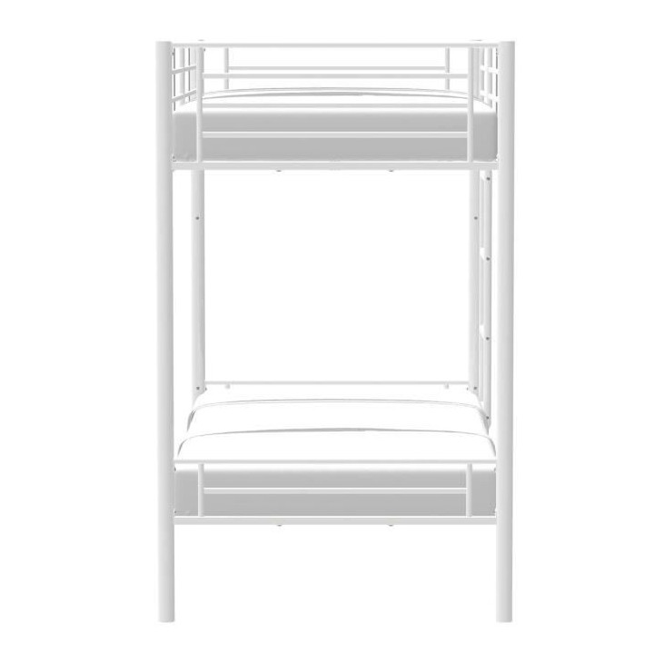 Lits superposés séparables en métal - Blanc - Sommiers inclus - 2 x