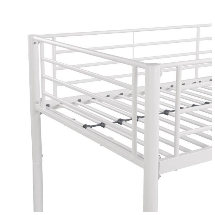 Lits superposés séparables en métal - Blanc - Sommiers inclus - 2 x