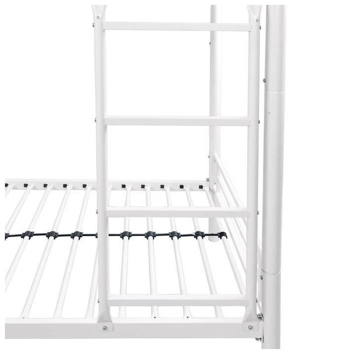 Lits superposés séparables en métal - Blanc - Sommiers inclus - 2 x