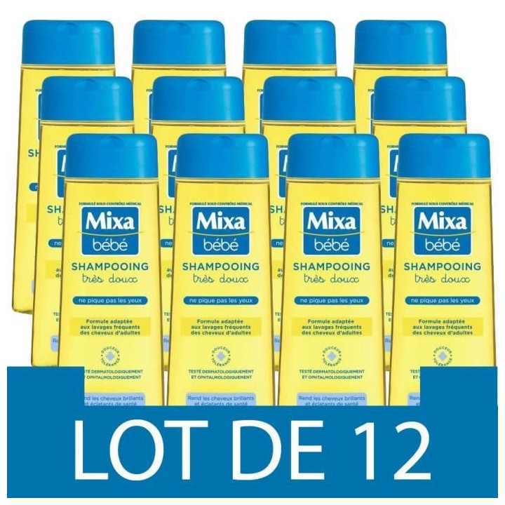 [Lot de 12] Shampooing MIXA BEBE Tres Doux Cheveux fragiles 250 ml