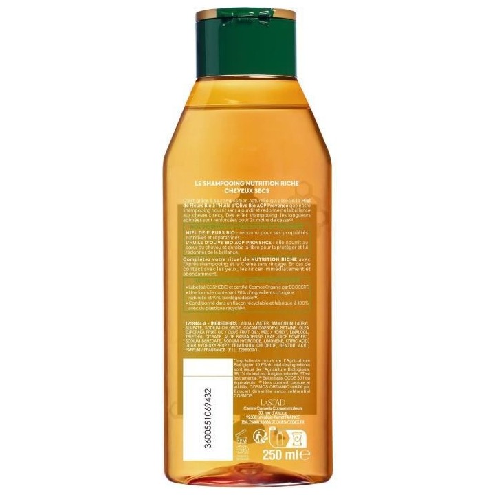 Shampooing La Provençale Cheveux secs Miel Nutrition Riche 250 ml