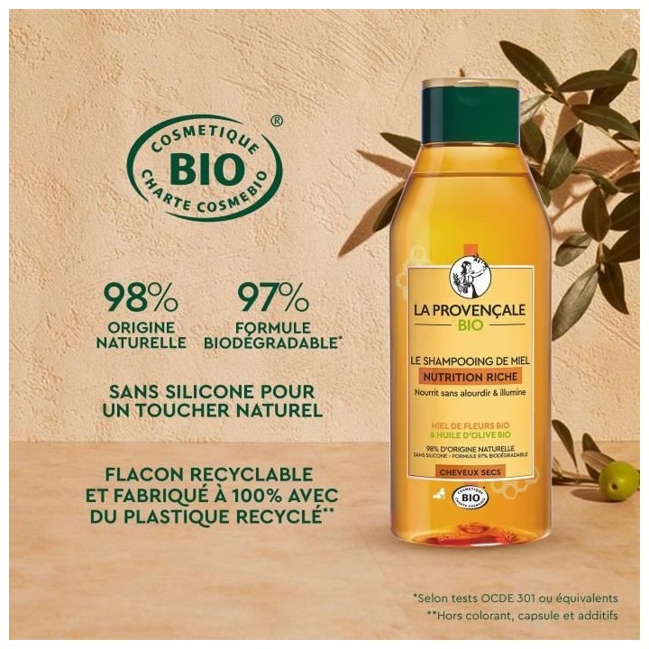 Shampooing La Provençale Cheveux secs Miel Nutrition Riche 250 ml