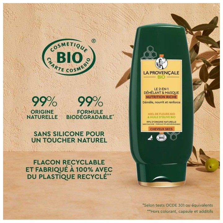 Apres-Shampooing 2-en-1 Démelant et Masque LA PROVENCALE BIO Nutritio