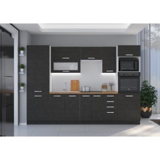 Cuisine complete L 300 cm - Décor gris - LASSEN