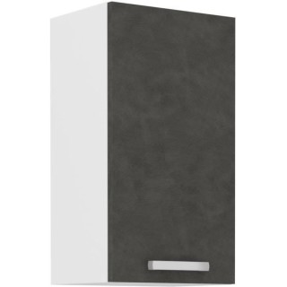 Meuble haut 1 porte battante - Gris mat - L 40 x P 31,6 x 72 cm - LASS