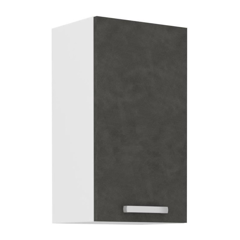 Meuble haut 1 porte battante - Gris mat - L 40 x P 31,6 x 72 cm - LASSEN