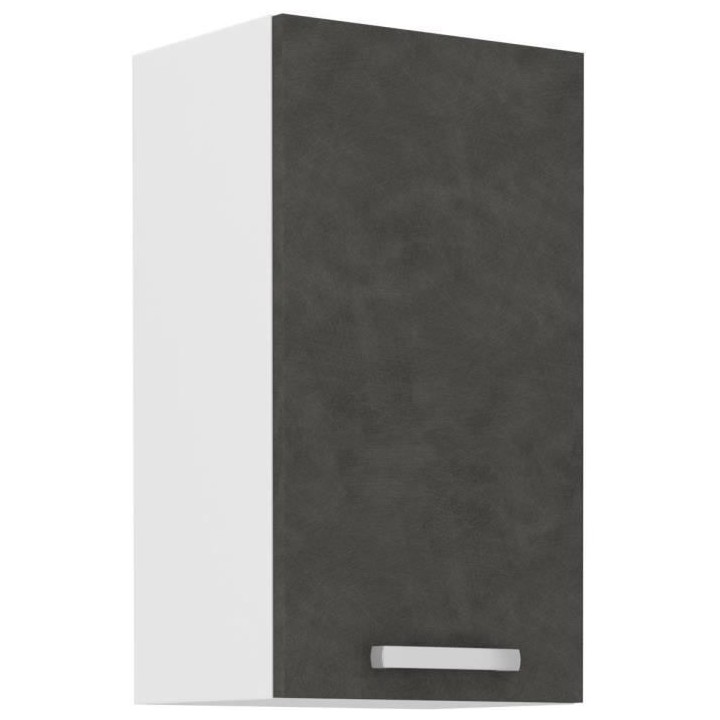 Meuble haut 1 porte battante - Gris mat - L 40 x P 31,6 x 72 cm - LASS