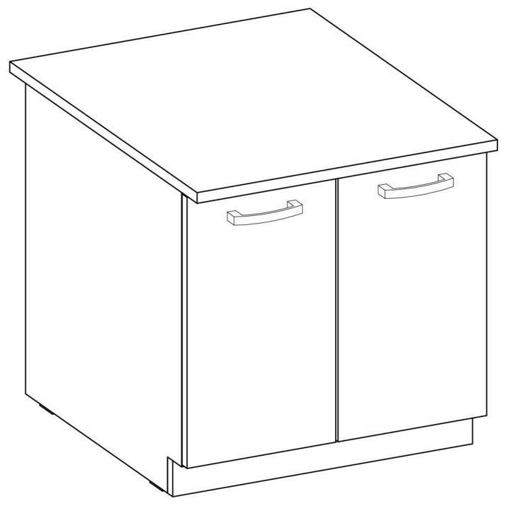 Meuble bas sous-évier 2 portes battantes - Gris mat - L 80 x P 51,6 x