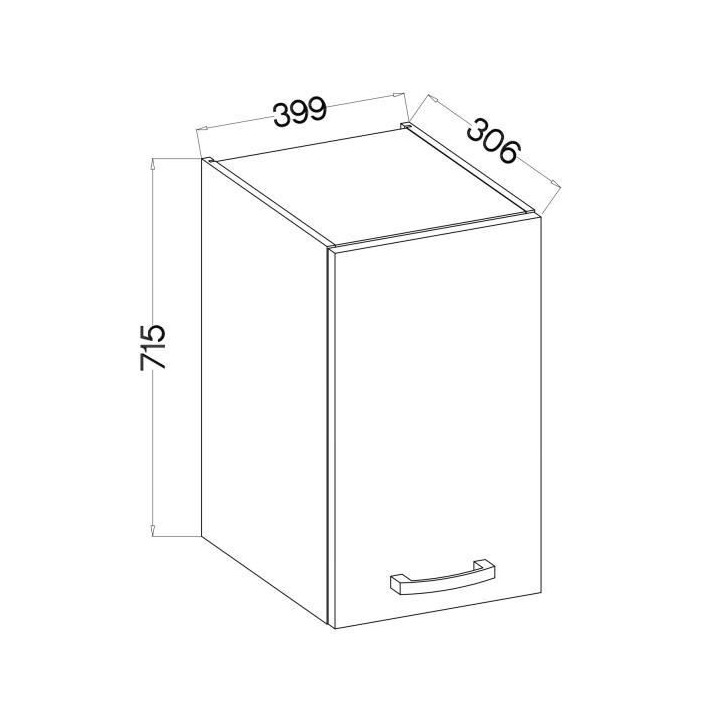 Meuble haut 1 porte battante - Décor chene sonoma - L 40 x P 31,6 x 7