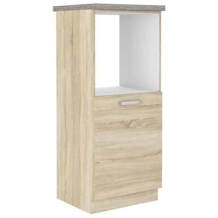 Meuble demi-colonne four 1 porte battante - Décor chene sonoma - L 60