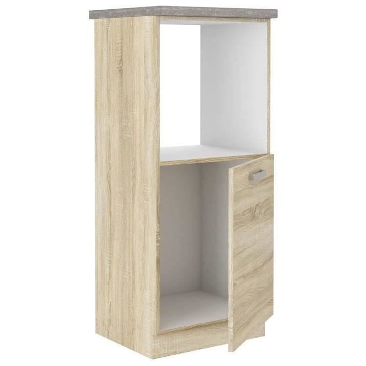 Meuble demi-colonne four 1 porte battante - Décor chene sonoma - L 60